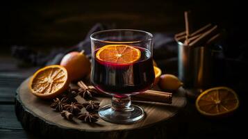 AI generated A glass of spiced wine photo