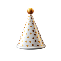 AI generated 3D White and gold party hat png