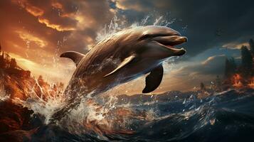 AI generated amazing dolphin wallpaper photo