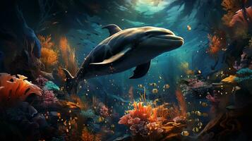 AI generated amazing dolphin wallpaper photo