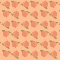 Peach  isolated on peach fuzz background. Hand drawn peach seamless pattern vector illustration.