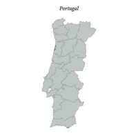 Simple flat Map of Portugal with borders vector