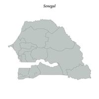 Simple flat Map of Senegal with borders vector