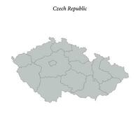 Simple flat Map of Czech Republic with borders vector