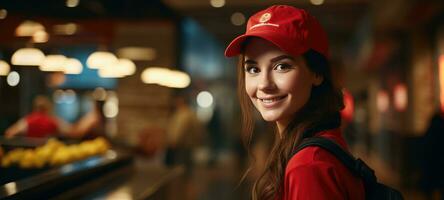 ai generado retrato hermosa mujer café en antecedentes foto