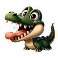 ai généré alligator espiègle sourire, autocollant png