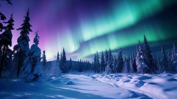 ai generado maravilloso monitor de el Aurora boreal, además conocido como el del Norte luces, esclarecedor el noche cielo. generativo ai foto