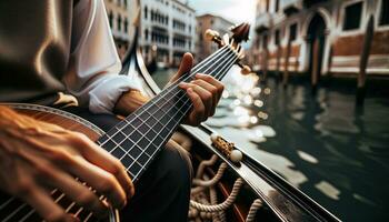 AI generated A gondolier shows passengers around Venice. Generative AI photo