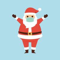 Cartoon Christmas illustrations isolated on pastel. Funny happy Santa Claus character with gift, bag with presents, waving and greeting. For Christmas cards, banners. vector