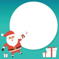 Cartoon Christmas illustrations isolated on pastel. Funny happy Santa Claus character with gift, bag with presents, waving and greeting. For Christmas cards, banners. vector