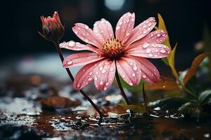 AI generated a flower in the rain Ai Generated photo