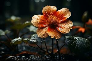 AI generated a flower in the rain Ai Generated photo