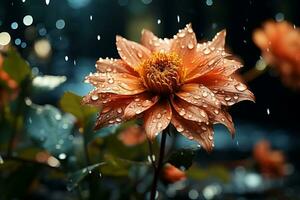 AI generated a flower in the rain Ai Generated photo