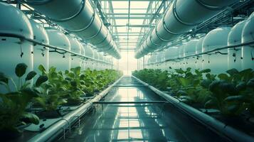 AI generated Fresh organic plant growth in modern greenhouse technology Ai Generated photo