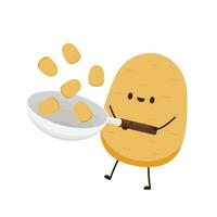 Potato character design. Potato vector. Potato cartoon on white background. vector