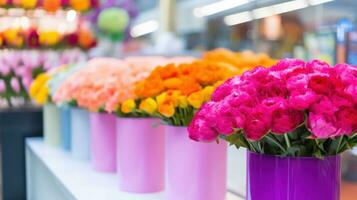 ai generado vibrante flores para venta, agregando belleza a el mercado escena. generativo ai foto