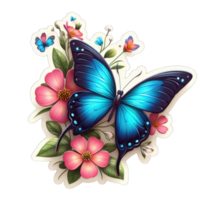 ai gegenereerd vlinder bloemen omarmen, sticker png