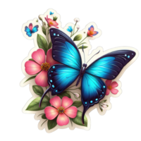 ai généré de papillon floral embrasser, autocollant png