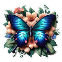 ai generiert Schmetterling Blumen- umarmen, Aufkleber png