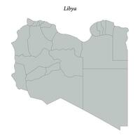 Simple flat Map of Libya with borders vector