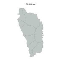 sencillo plano mapa de dominica con fronteras vector