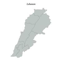 Simple flat Map of Lebanon with borders vector