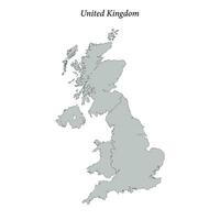 Simple flat Map of United Kingdom with borders vector