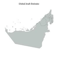 sencillo plano mapa de unido árabe emiratos con fronteras vector