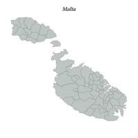 Simple flat Map of Malta with borders vector