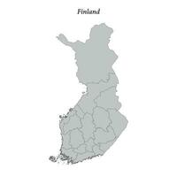 Simple flat Map of Finland with borders vector