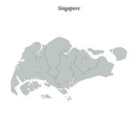 sencillo plano mapa de Singapur con fronteras vector