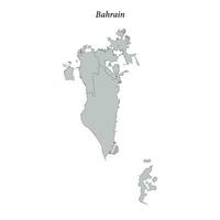 Simple flat Map of Bahrain with borders vector