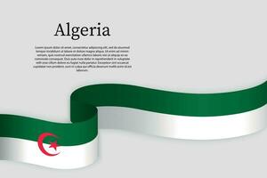 Ribbon flag of Algeria. Celebration background vector