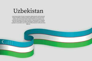 Ribbon flag of Uzbekistan, Celebration background vector