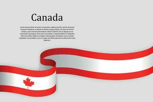 Ribbon flag of Canada. Celebration background vector