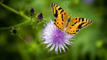 AI generated A butterfly perched on a purple flower. Generative AI photo