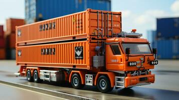 AI generated 3d realistic container trucks photo
