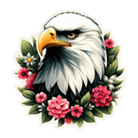 ai gegenereerd adelaars blik temidden van bloemen schoonheid, sticker png