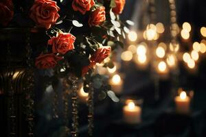 AI generated Flowers with Candles photo