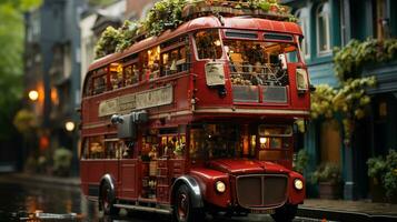 AI generated 3d realistic double-decker bus photo