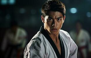 AI generated Karate Fighter Background photo
