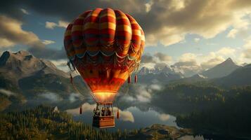 AI generated 3d realistic hot air balloon transportation photo