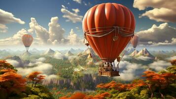 AI generated 3d realistic hot air balloon transportation photo