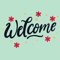 Welcome inscription banner. Handwriting text banner Welcome square composition. Hand drawn vector art.