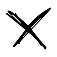 Hand drawn cross mark illustration. Marker wrong sign clipart. Ink scribble checkbox. Single element vector