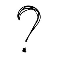 Hand drawn ink question mark illustration in sketch style. Single element for design vector