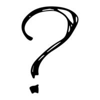 Hand drawn ink question mark illustration in sketch style. Single element for design vector