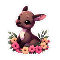 AI generated Kangaroo Joey in a Floral Hug, Sticker png