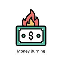 Money Burning vector Filled outline Icon Design illustration. Business And Management Symbol on White background EPS 10 File