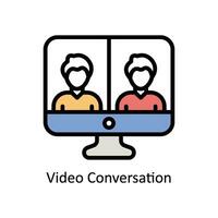 Video Conversation vector Filled outline Icon Design illustration. Business And Management Symbol on White background EPS 10 File